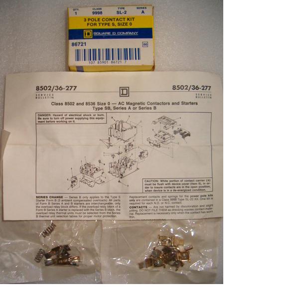 (image for) Square D 9998-SL-2 Contact Kit 3 Pole Size 0 New in the Box